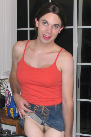 crossdresser hiding cock