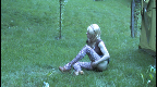 crossdresser in muddy pantyhose